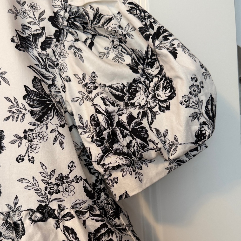 Janie and Jack Black and White Floral Tiered Dress - Picture 3 of 5